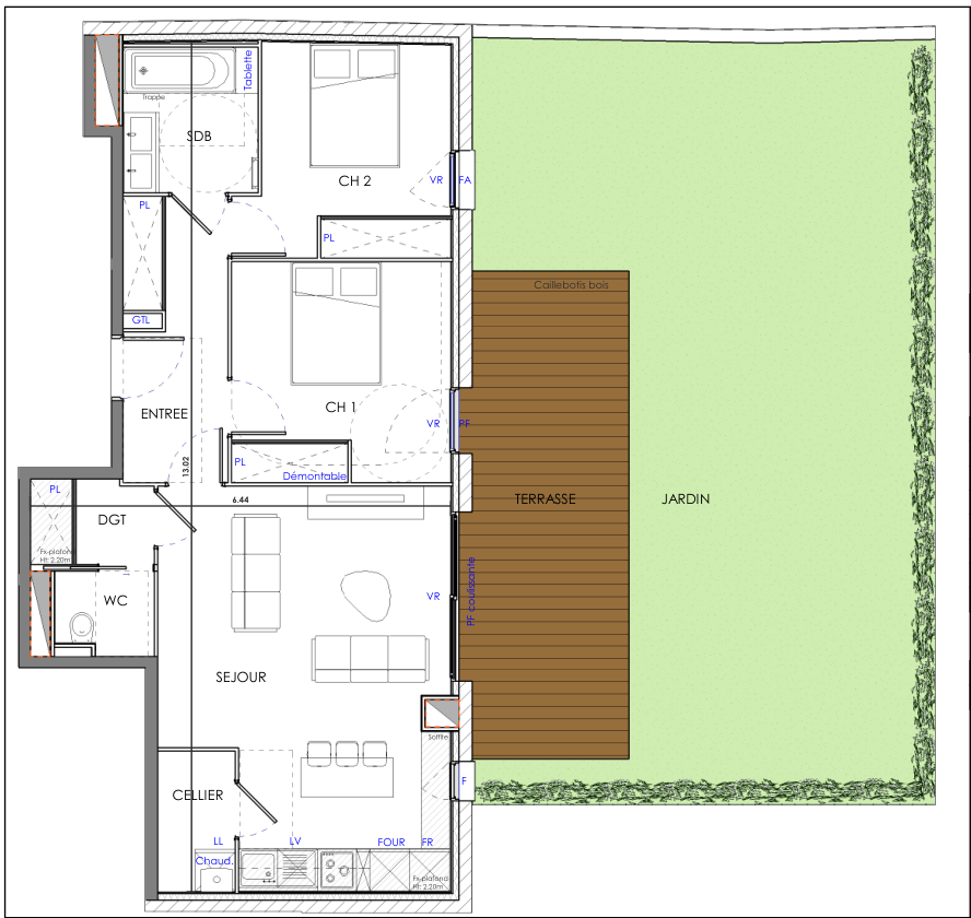 Plan LOT 0.2 T3 villa barrau